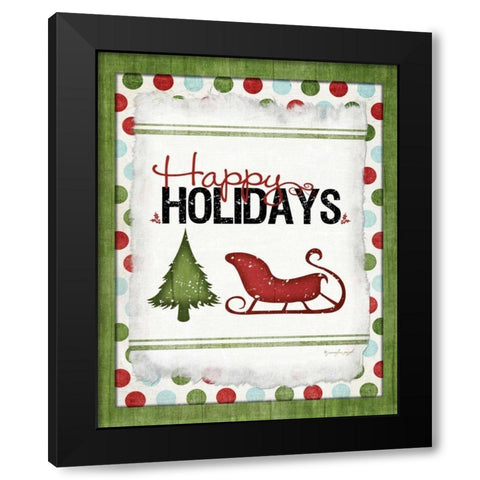 Happy Holidays Black Modern Wood Framed Art Print with Double Matting by Pugh, Jennifer