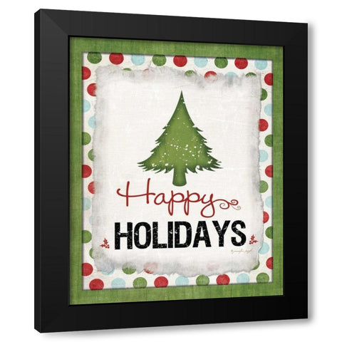 Happy Holidays Black Modern Wood Framed Art Print with Double Matting by Pugh, Jennifer