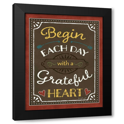 Begin Each Day Black Modern Wood Framed Art Print with Double Matting by Pugh, Jennifer