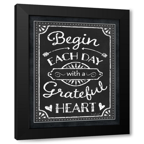 Begin Each Day Black Modern Wood Framed Art Print by Pugh, Jennifer