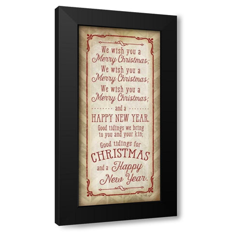 We Wish You a Merry Christmas Black Modern Wood Framed Art Print with Double Matting by Pugh, Jennifer