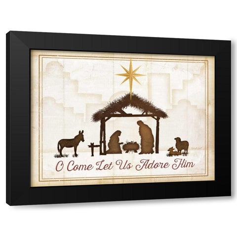 O Come Let Us Adore Him Black Modern Wood Framed Art Print with Double Matting by Pugh, Jennifer