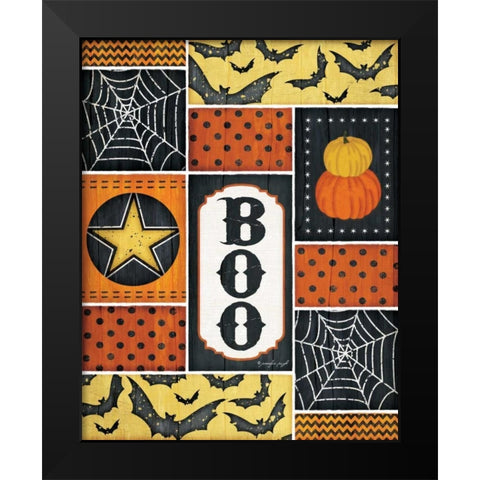 Halloween - Boo Black Modern Wood Framed Art Print by Pugh, Jennifer