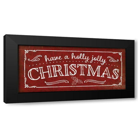 Holly Jolly Christmas Black Modern Wood Framed Art Print by Pugh, Jennifer