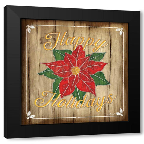 Happy Holidays Black Modern Wood Framed Art Print by Pugh, Jennifer