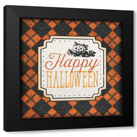 Halloween - Happy Black Modern Wood Framed Art Print by Pugh, Jennifer