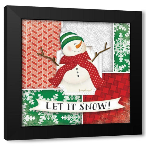 Let It Snow - Snowman Black Modern Wood Framed Art Print by Pugh, Jennifer