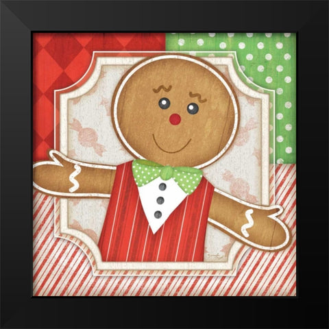 Gingerbread Man - No Stache Black Modern Wood Framed Art Print by Pugh, Jennifer