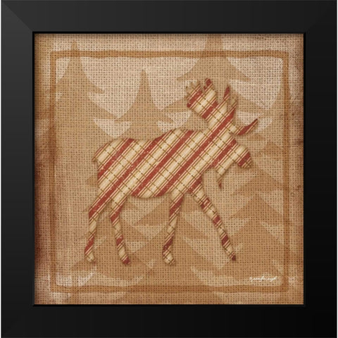 Moose Plaid Black Modern Wood Framed Art Print by Pugh, Jennifer