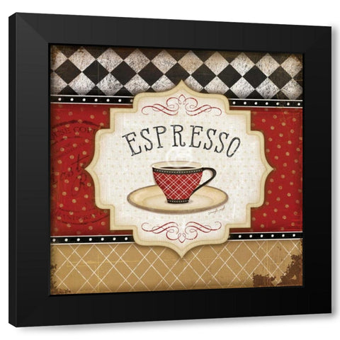 Red and Black Classic Coffee I Black Modern Wood Framed Art Print with Double Matting by Pugh, Jennifer