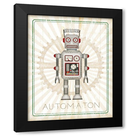 Retro Robot II Black Modern Wood Framed Art Print by Pugh, Jennifer