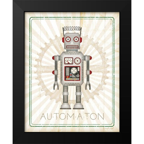 Retro Robot II Black Modern Wood Framed Art Print by Pugh, Jennifer