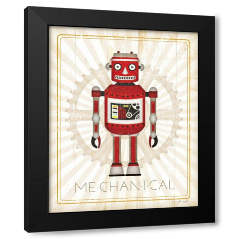 Retro Robot III Black Modern Wood Framed Art Print by Pugh, Jennifer