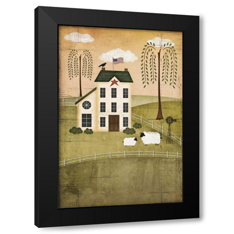 Primitive House Black Modern Wood Framed Art Print with Double Matting by Pugh, Jennifer