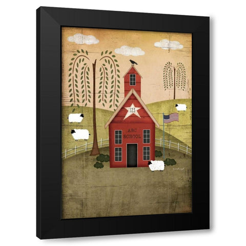 Primitive School Black Modern Wood Framed Art Print with Double Matting by Pugh, Jennifer