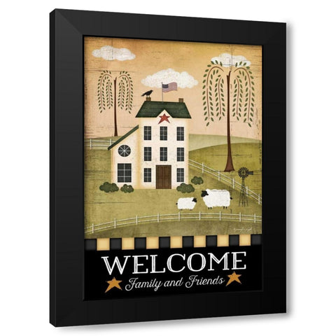 Primitive Welcome Black Modern Wood Framed Art Print with Double Matting by Pugh, Jennifer