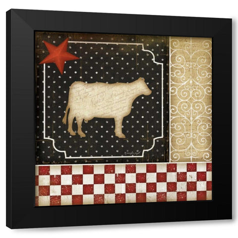 Country Kitchen - Cow Black Modern Wood Framed Art Print by Pugh, Jennifer