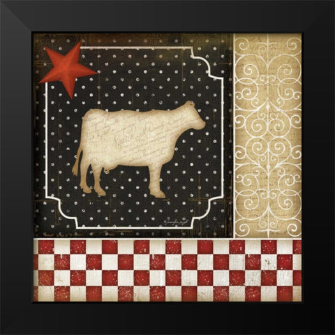 Country Kitchen - Cow Black Modern Wood Framed Art Print by Pugh, Jennifer