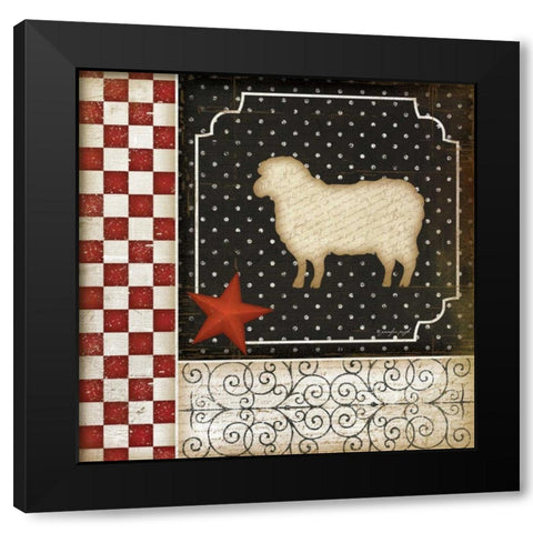 Country Kitchen - Sheep Black Modern Wood Framed Art Print with Double Matting by Pugh, Jennifer