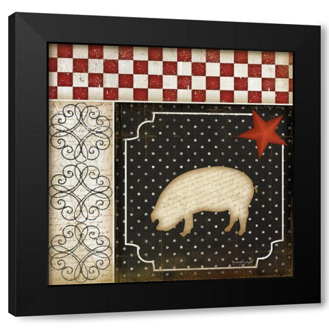 Country Kitchen - Pig Black Modern Wood Framed Art Print with Double Matting by Pugh, Jennifer