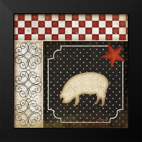 Country Kitchen - Pig Black Modern Wood Framed Art Print by Pugh, Jennifer
