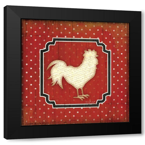 Country Kitchen Rooster I Black Modern Wood Framed Art Print with Double Matting by Pugh, Jennifer