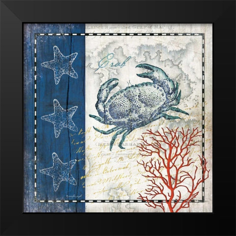 Coastal Blue Crab Black Modern Wood Framed Art Print by Pugh, Jennifer