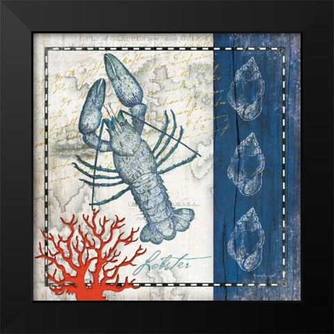 Coastal Blue Lobster Black Modern Wood Framed Art Print by Pugh, Jennifer