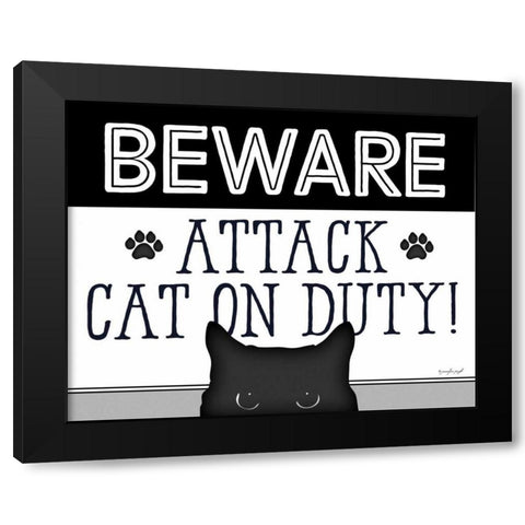 BEWARE Black Modern Wood Framed Art Print by Pugh, Jennifer