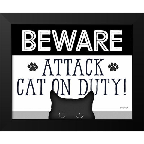 BEWARE Black Modern Wood Framed Art Print by Pugh, Jennifer