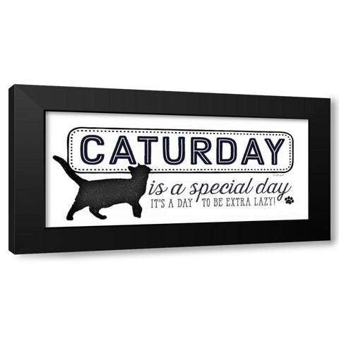 Caturday Black Modern Wood Framed Art Print by Pugh, Jennifer