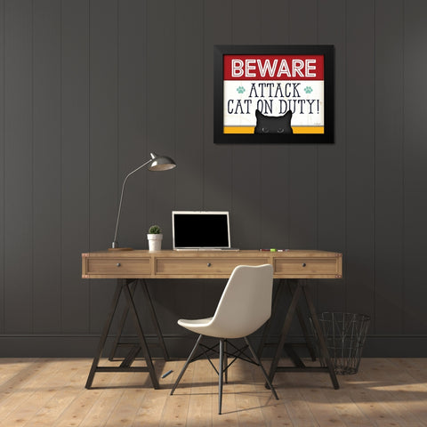 BEWARE - Color Black Modern Wood Framed Art Print by Pugh, Jennifer