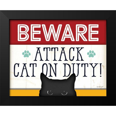 BEWARE - Color Black Modern Wood Framed Art Print by Pugh, Jennifer