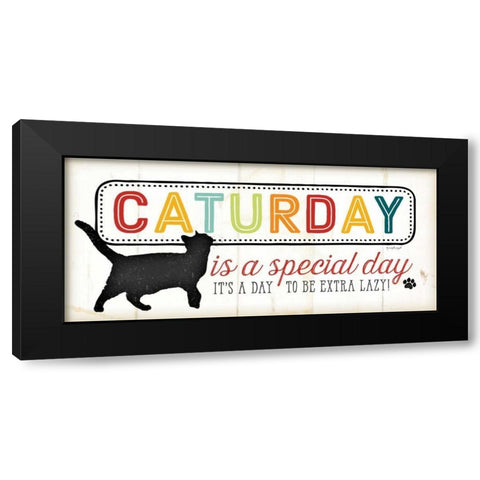 Caturday - Color Black Modern Wood Framed Art Print by Pugh, Jennifer