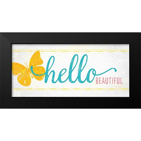 Hello Black Modern Wood Framed Art Print by Pugh, Jennifer