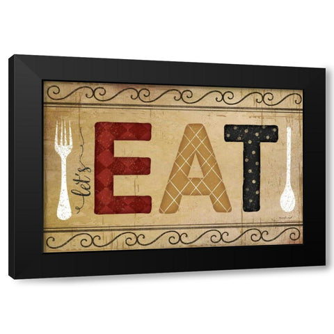 EAT Black Modern Wood Framed Art Print with Double Matting by Pugh, Jennifer