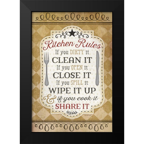 Kitchen Rules Black Modern Wood Framed Art Print by Pugh, Jennifer