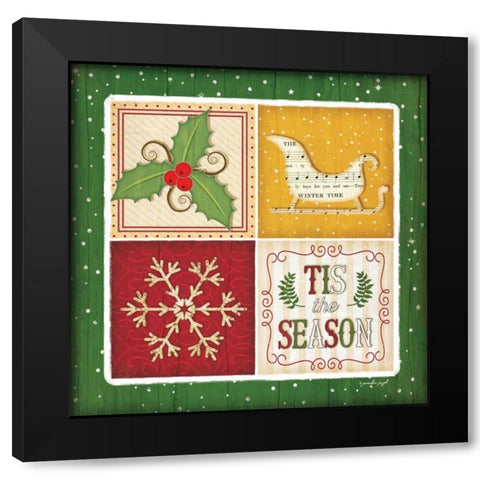 Tis the Season Black Modern Wood Framed Art Print with Double Matting by Pugh, Jennifer