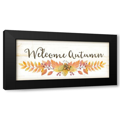 Welcome Autumn Black Modern Wood Framed Art Print by Pugh, Jennifer