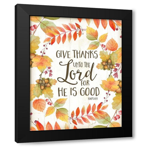 Give Thanks Unto the Lord Black Modern Wood Framed Art Print with Double Matting by Pugh, Jennifer