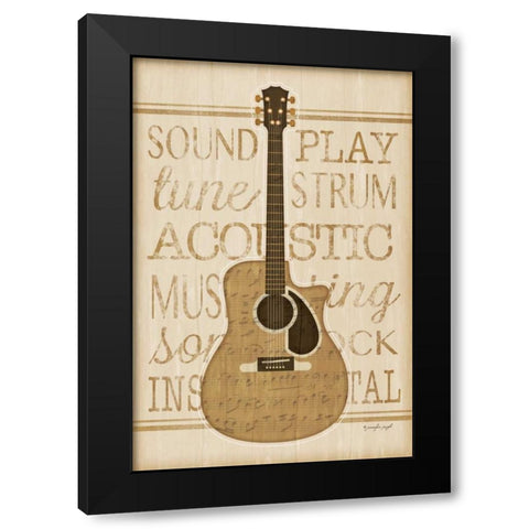 Music Guitar Black Modern Wood Framed Art Print with Double Matting by Pugh, Jennifer