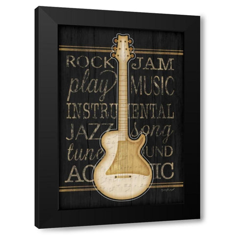 Music Guitar Black Modern Wood Framed Art Print with Double Matting by Pugh, Jennifer