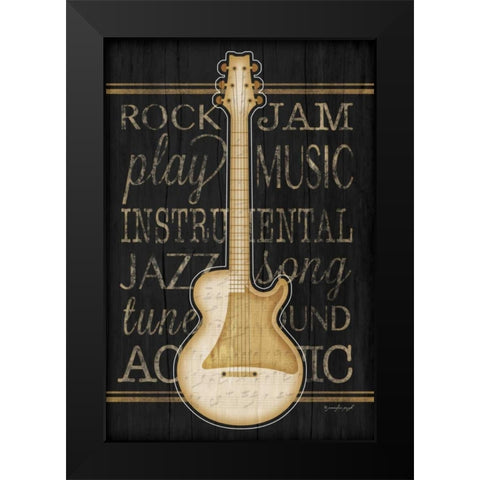 Music Guitar Black Modern Wood Framed Art Print by Pugh, Jennifer