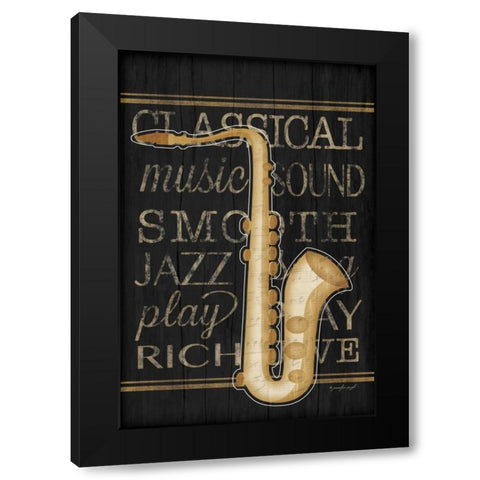 Music Saxophone Black Modern Wood Framed Art Print by Pugh, Jennifer