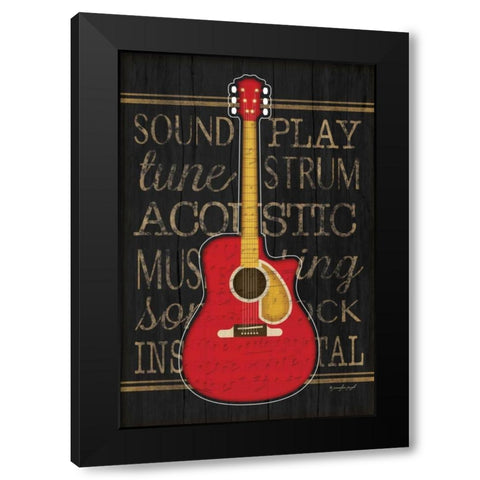 Music Guitar Black Modern Wood Framed Art Print with Double Matting by Pugh, Jennifer