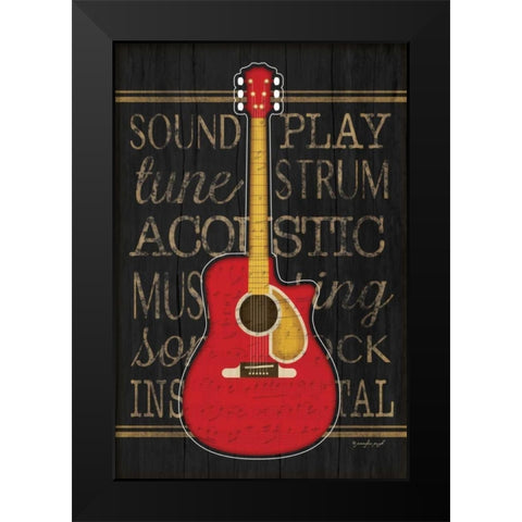 Music Guitar Black Modern Wood Framed Art Print by Pugh, Jennifer