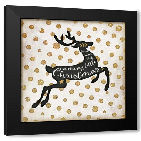 Merry Little Deer Black Modern Wood Framed Art Print with Double Matting by Pugh, Jennifer