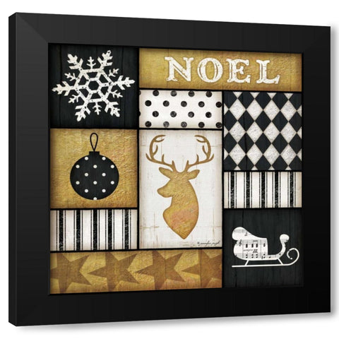 Noel Deer Black Modern Wood Framed Art Print by Pugh, Jennifer