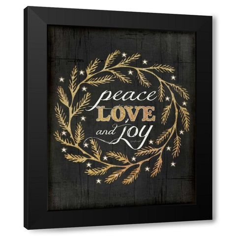 Peace, Love and Joy Black Modern Wood Framed Art Print with Double Matting by Pugh, Jennifer