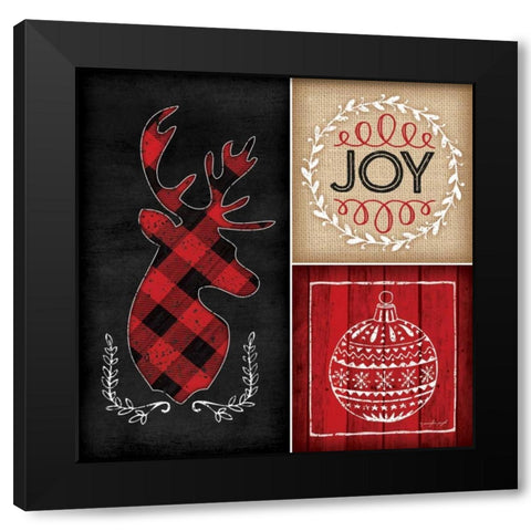 Plaid Christmas I Black Modern Wood Framed Art Print with Double Matting by Pugh, Jennifer